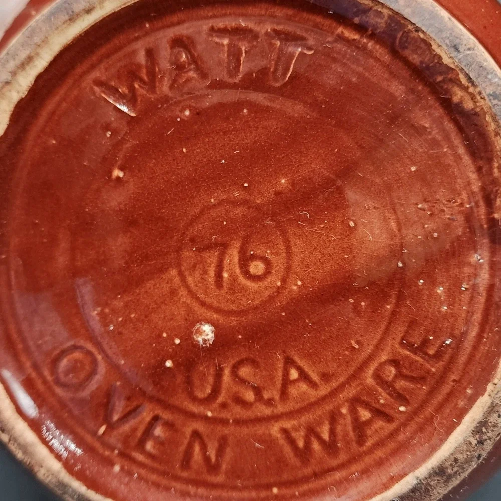 Watt 76 Brown Pottery Bean Pot Lid USA Oven Ware Vintage Farmhouse Kitchen Decor